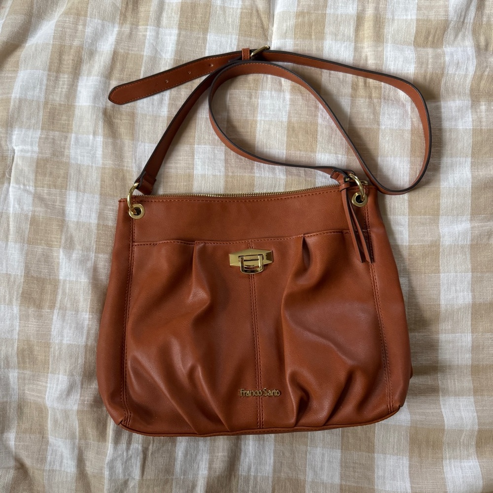 NWOT Franco Sarto Tan Leather Shoulder Bag / Crossbody